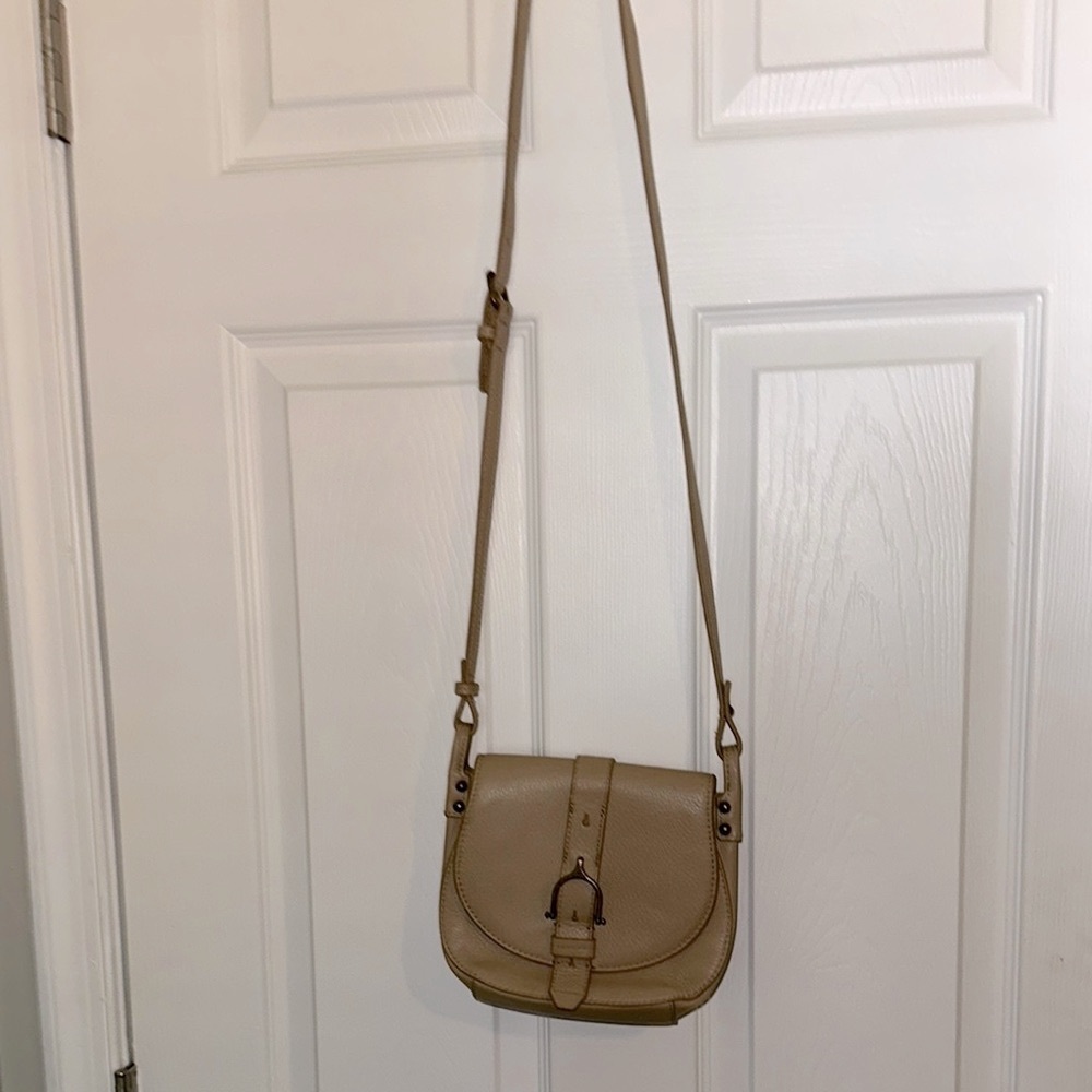 Lucky Brand Tan Crossbody Bag with Saddle Design